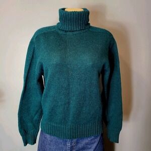 Vintage Skyr Shetland Wool Emerald Green Sweater Jumper L St Patrick Old Money